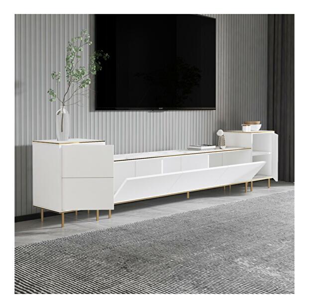 Mobilier living Mamene 3 (marmură deschis + auriu) 