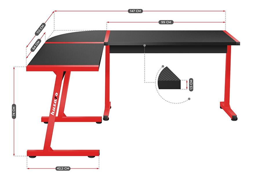 Kutni PC stolić Hyperion 6.0 (crna + crvena)