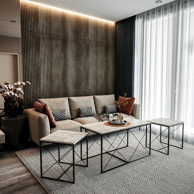 Dohányzóasztal szett (3 db.) Dafne (sötétszürke + fekete) *kiárusítás