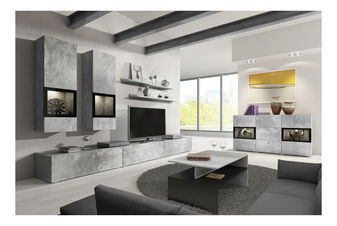 Mobilier living Barly Typ 10 (negru + deschis beton)