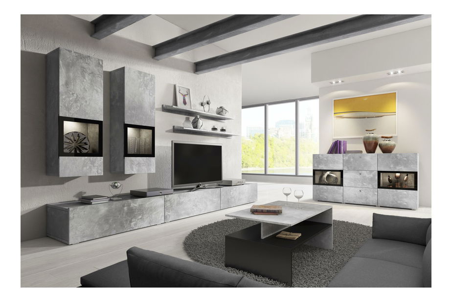 Mobilier living Barly Typ 10 (negru + deschis beton)