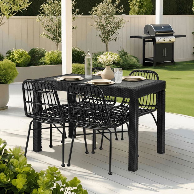 Set mobilier de grădină Fabricaria (negru) (pentru 4 persoane)