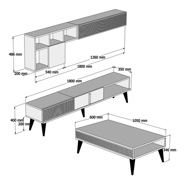 Set mobilier living Millano 1 (nuc + alb)