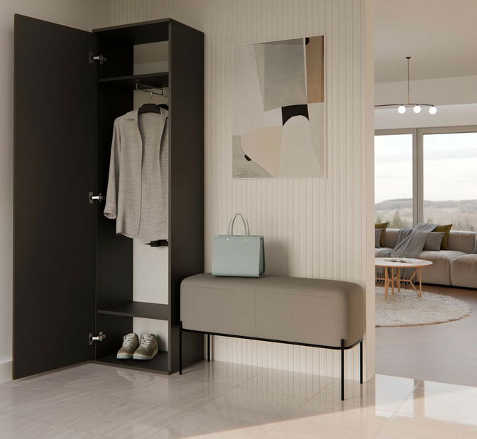 Šatníková skriňa Dialogos 1 (čierna) (so zrkadlom)