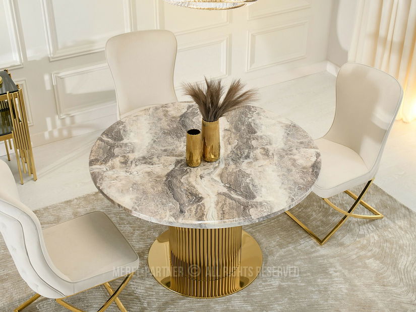 Masă sufragerie Sudoracion (marmură + auriu)