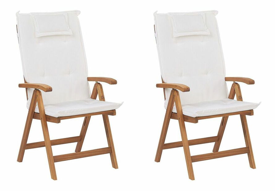 Set 2 ks. záhradných stoličiek Jakarta (krémovobiela) (s vankúšmi)