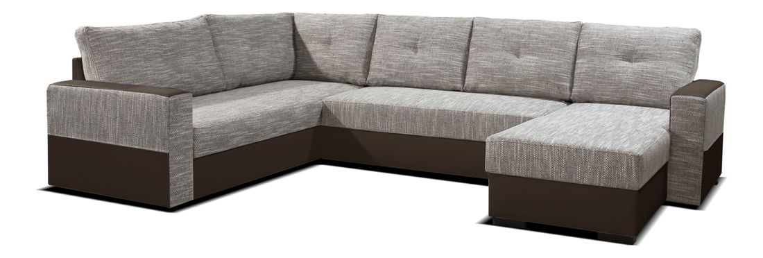 Rohová sedačka U Arenna BL+2+L (s taburetkou) (béžová + hnedá) (P)