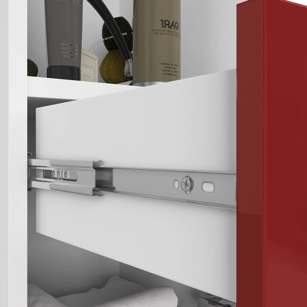 Dulap de baie Fulgor 2D 1SZ 1W (alb + roșu lucios)