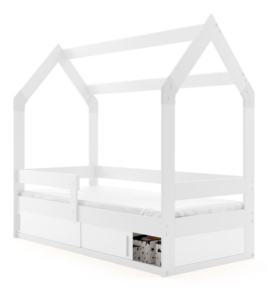 Detská posteľ 80 cm Dormo (biela) (s roštom, matracom a úl. priestorom)