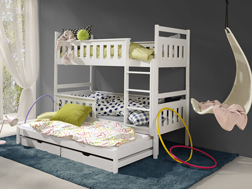 Dječji krevet 90 x 200 cm KARLA (s podnicom i prostorom za odlaganje) (bijela) *outlet moguća oštećenja