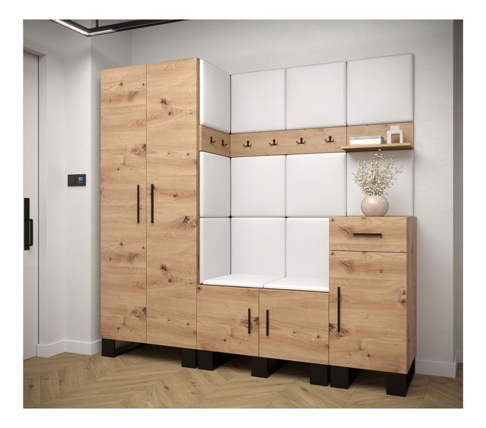 Set mobilier pentru hol Amanda 1 (Stejar artisan + Alb)