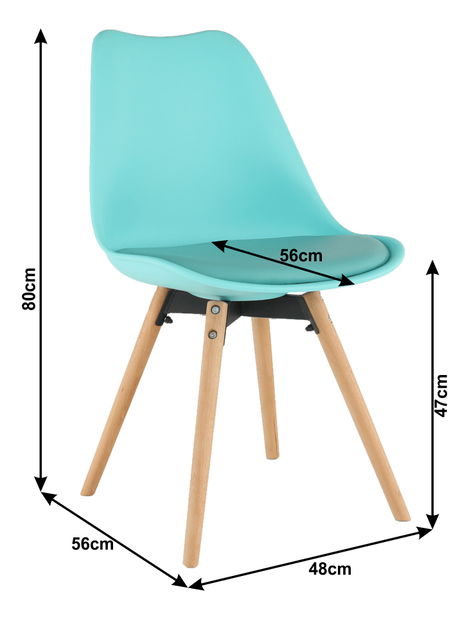 Blagovaonska stolica Samim (boja mentola + bukva) 