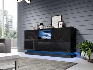 Komoda Aura 2D1K (crna + crni sjaj)