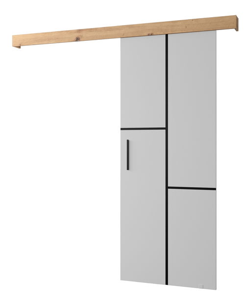 Posuvné dvere 90 cm Sharlene VII (biela matná + dub artisan + čierna)