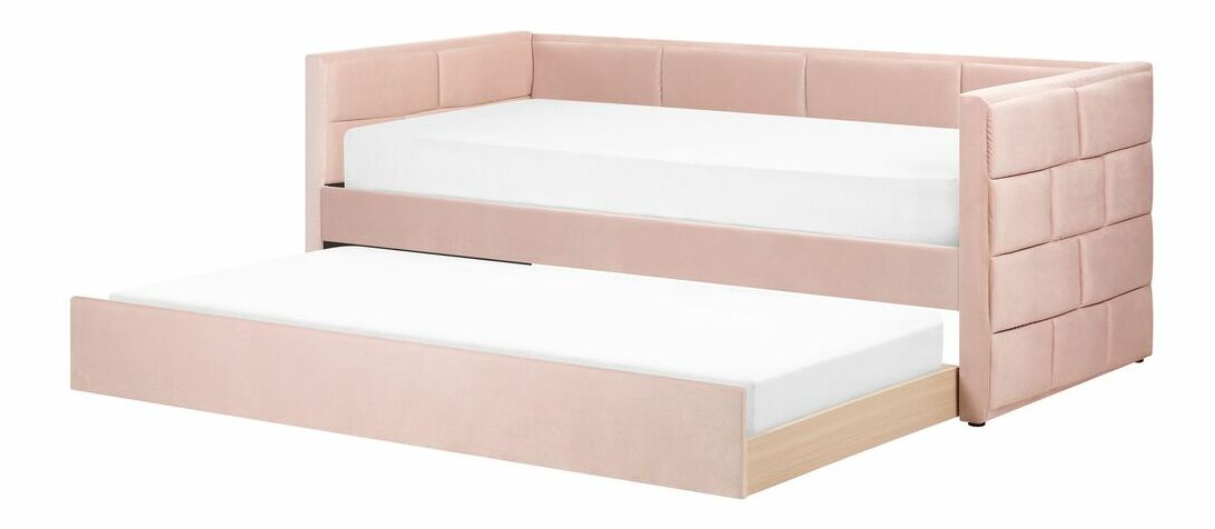 Pat de o persoană 200 x 90 cm Chaza (roz)