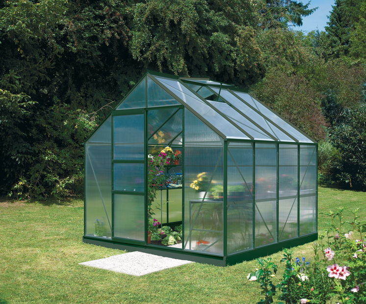 Klasszikus stílusú üvegház Neptune 6700 (polikarbonát + porszórt zöld)