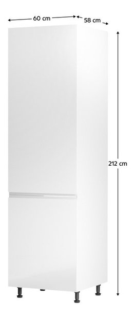 Dulap de bucătărie pentru frigider încorporat D60ZL Aurellia (alb + alb lucios) (S)