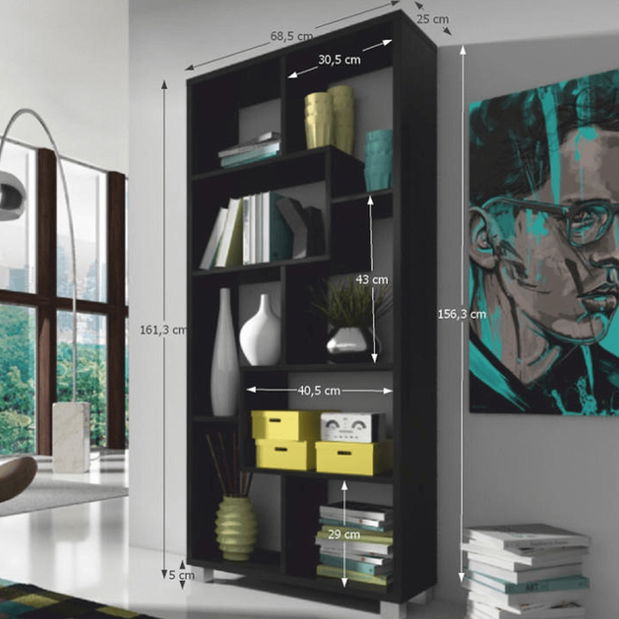 Könyvespolc Atane (fekete)