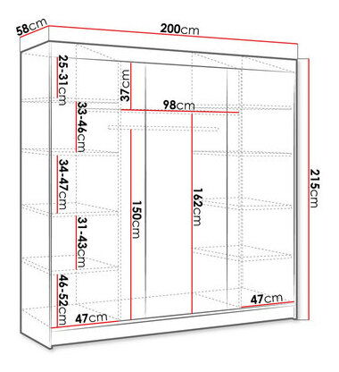 Šatníková skriňa Geneva II (čierna) *výpredaj