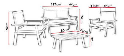 Kerti szett Kekarta (akác + krém) (4 személy részére)