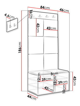 Mobilier hol Tewarota Slim IV (Negru) 