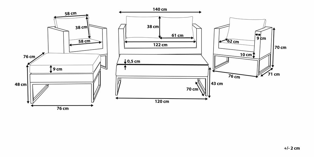Záhradná sedacia súprava Carpi (biela)