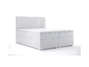 Manželská posteľ Boxspring 180 cm Morcano (biela ekokoža) (s úložným priestorom)
