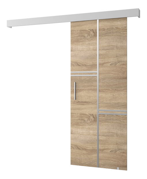 Posuvné dvere 90 cm Sharlene VIII (dub sonoma + biela matná + strieborná)