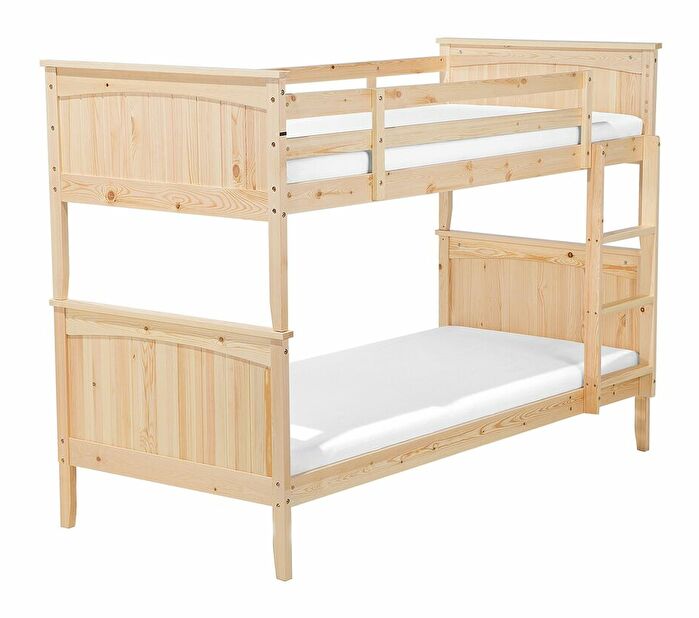 Poschodová posteľ 90 cm RADIN (s roštom) (svetlé drevo)