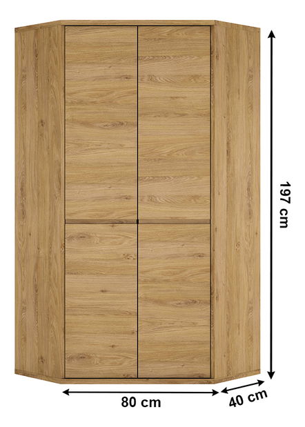 Rohová šatníková skriňa Sygrin Typ 21 (dub shetland)