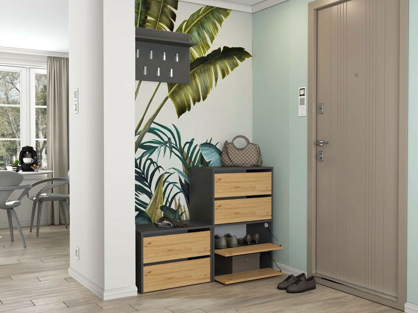 Botník (skrinka na topánky) Metido 2 (antracit + dub artisan)