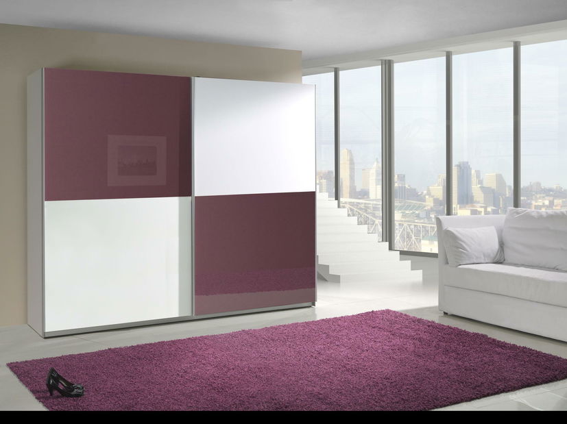 Šatníková skriňa s posuvnými dverami Liff 10 (lesk fialový + biela)