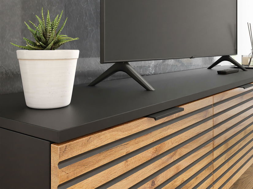 Dulap Surezina 3D (Negru grafit + Stejar wotan) 