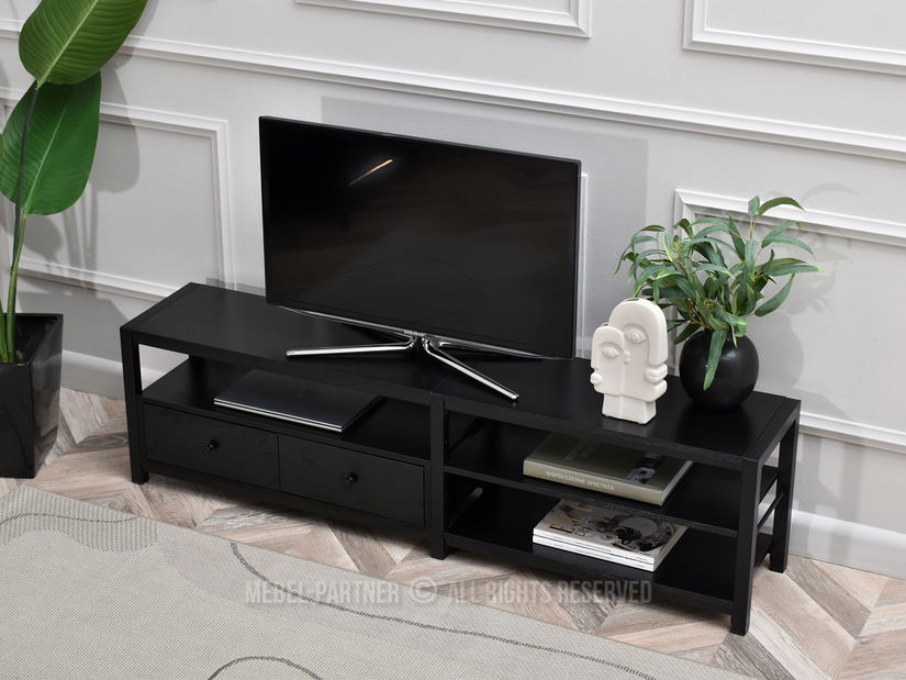 TV stolík/skrinka Elena (čierne drevo + čierna)