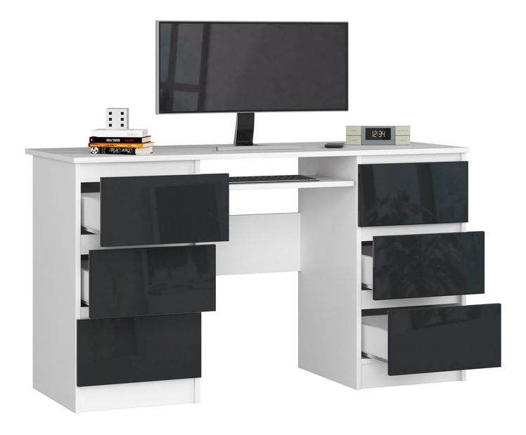 Masă PC Behati (Alb + grafit lucios)