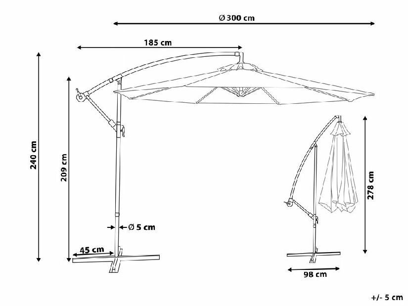 Kerti napernyő 300 cm RAVONA (fém) (homokbézs)