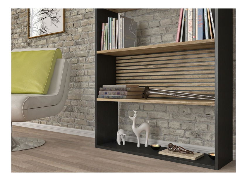 Regál Franc 34 (čierne drevo + borovica atlantická)