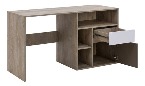 Masă PC Mitiano M1 (Stejar engrein + grafit + Alb)