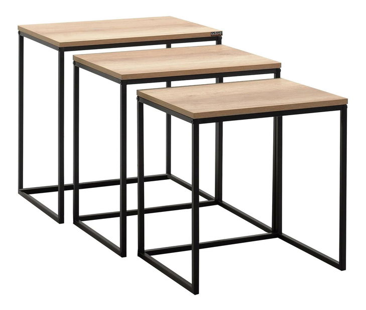 Set 3ks. konferenčných stolíkov Lepuki (orech + čierna)