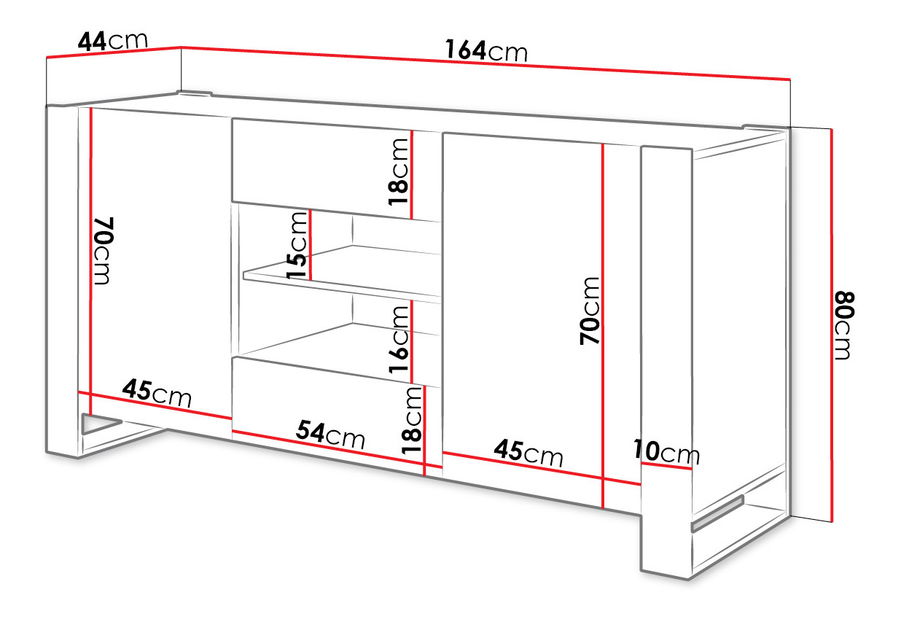 Comodă modernă Elexia (wotan + antracit)