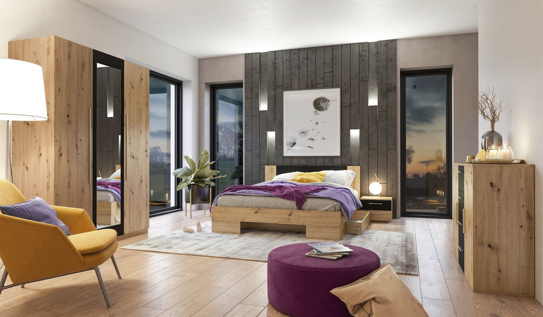 Komoda Verwood Typ 26 (dub artisan + dub čierny)