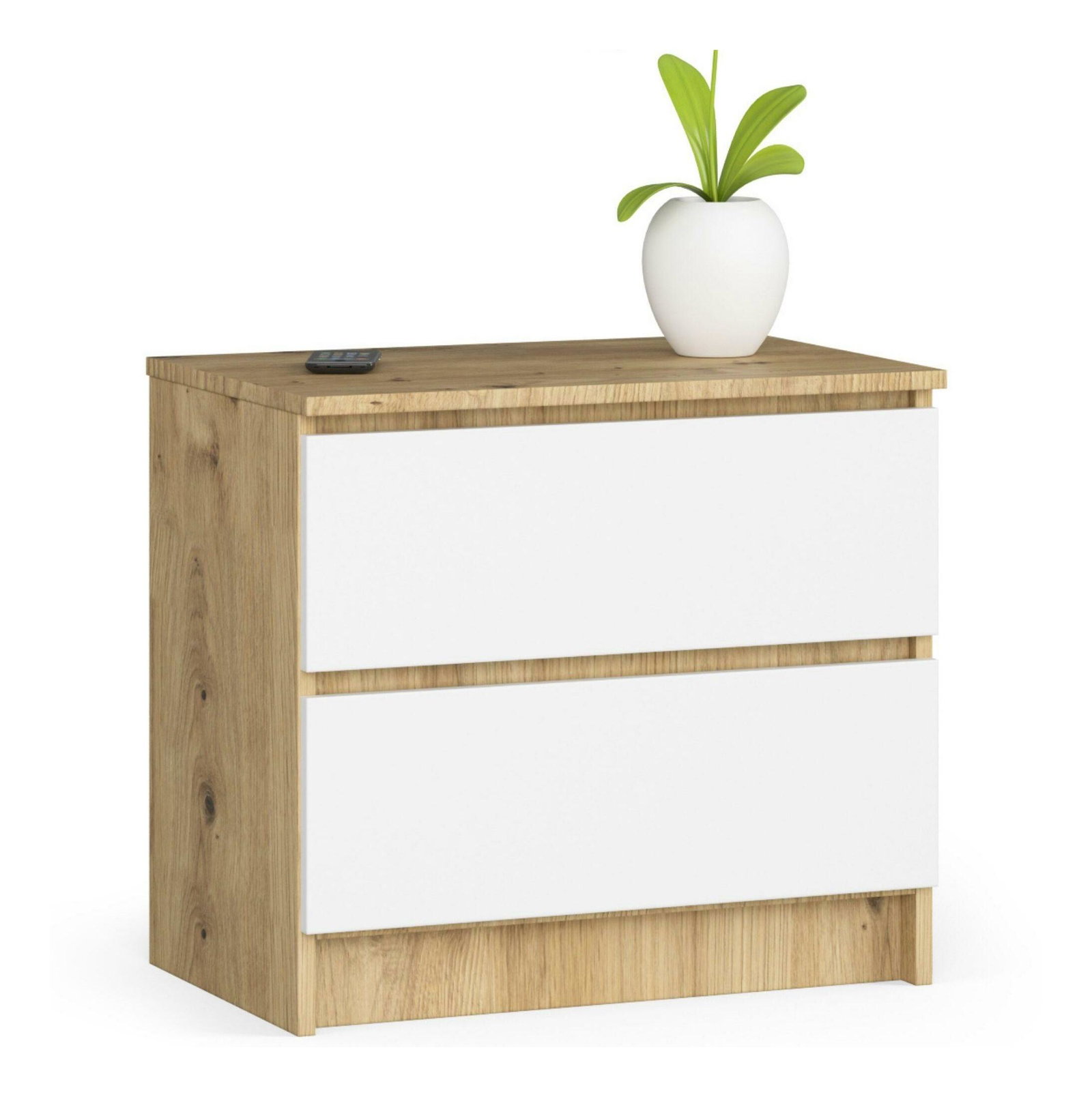 Éjjeliszekrény Kalista (artisan tölgy + fehér)