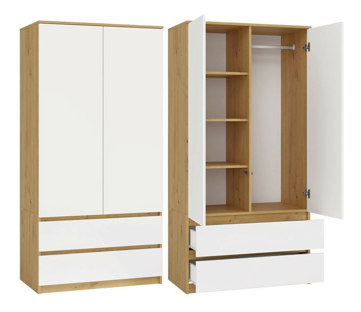 Ruhásszekrény Musecalo 1 (artisan tölgy + fehér)