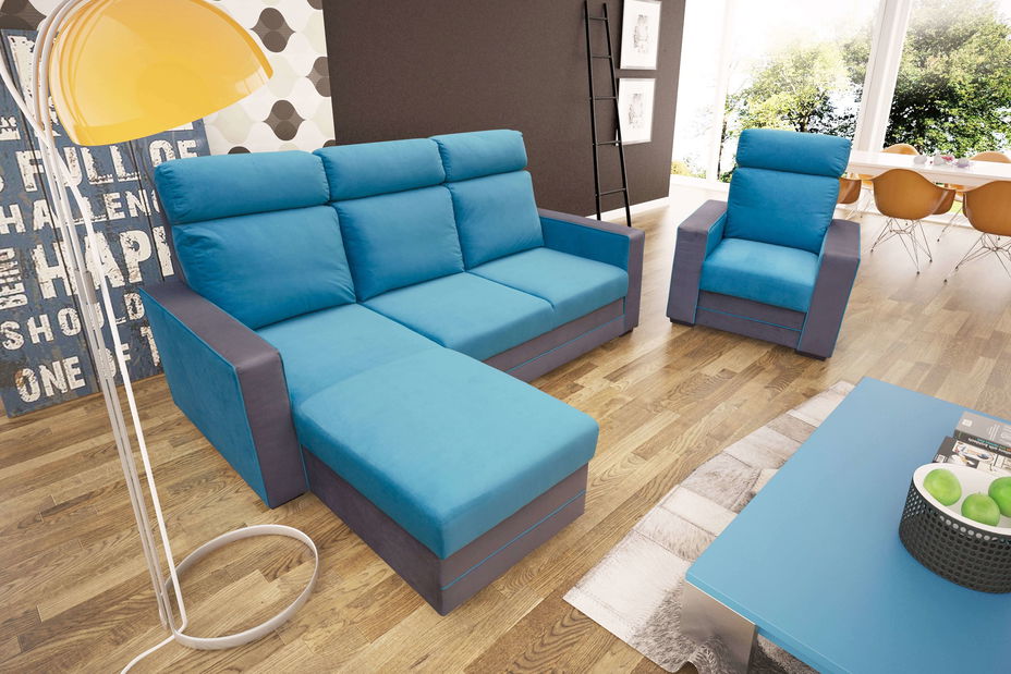 Sarokkanapé Maurita (kék + fekete) (B)