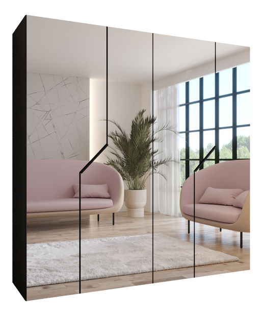 Ruhásszekrény Alaris 3 200 (fekete) (tükörrel)