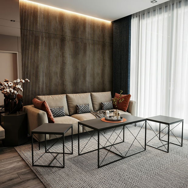 Konferenčný stolík Set Dolphie (Antracit + Čierna) *bazár