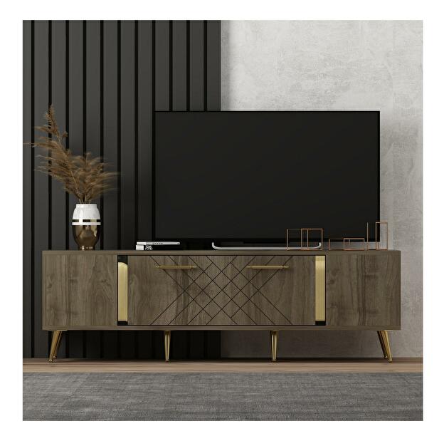 TV asztal/szekrény Tunini (dió + arany) 