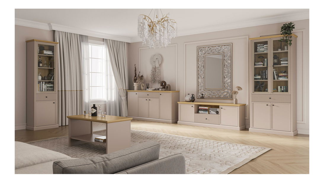 Vitrina Indices 3 (taupe + kameni hrast) 