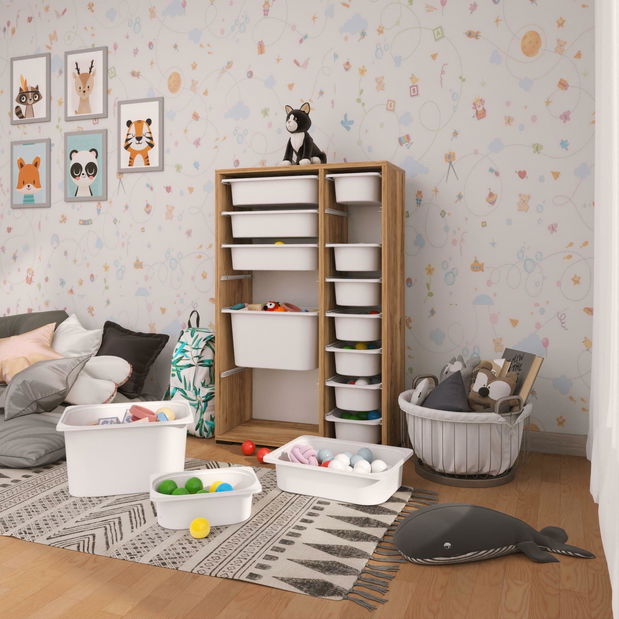 Organizator za igračke Dremonka 7 (orah + bijela)