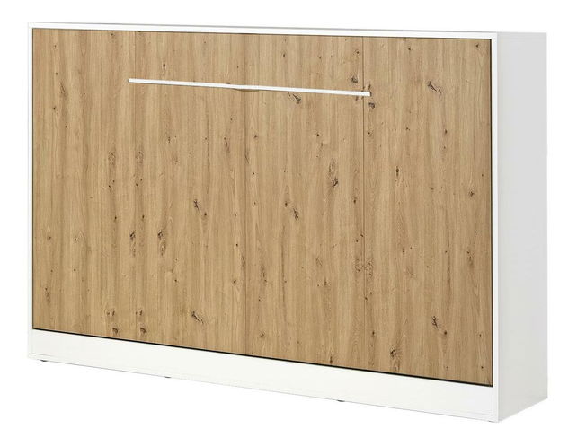 Sklápacia posteľ 120 Perfecto II (biela + dub + biela) (horizontálna) (bez osvetlenia)